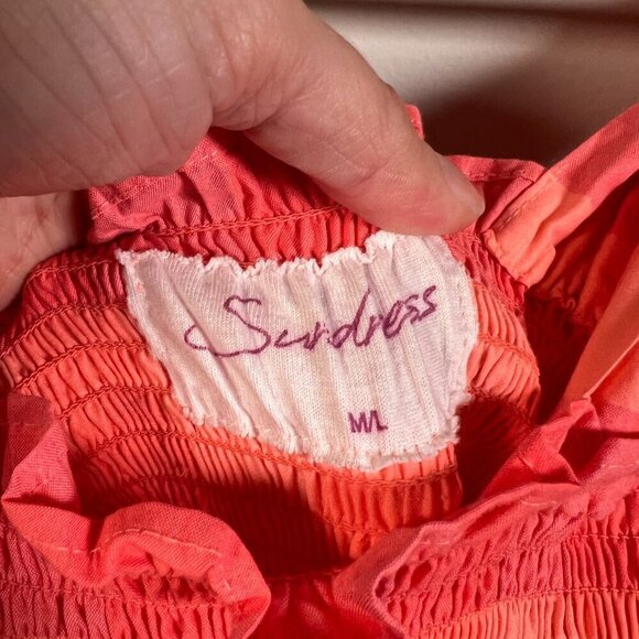 Sundress Piper Maxi Dress Size Medium Large Neon Coral Gingham Vacation Resort - Picture 4 of 11